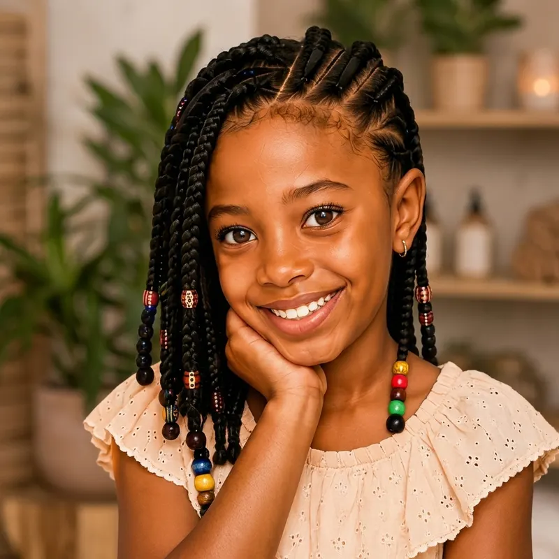 Petite fille coiffée chez Maison Akoya