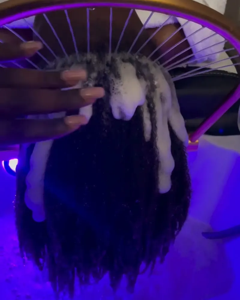 Hair Spa sous vapeur, sur locks, réalisation Maison Akoya