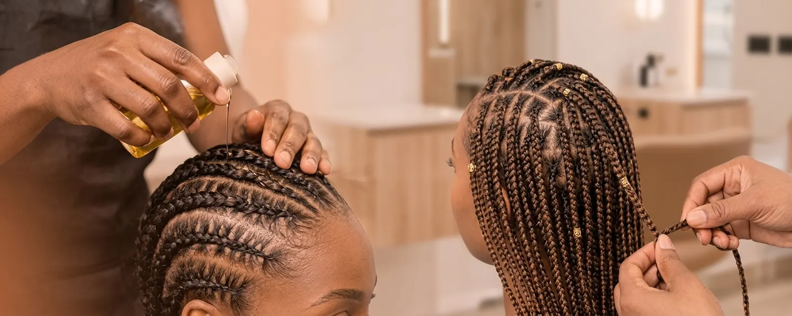Coiffeuses Maison Akoya au travail dans le salon