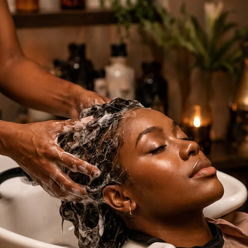 Shampoing et soin au bac