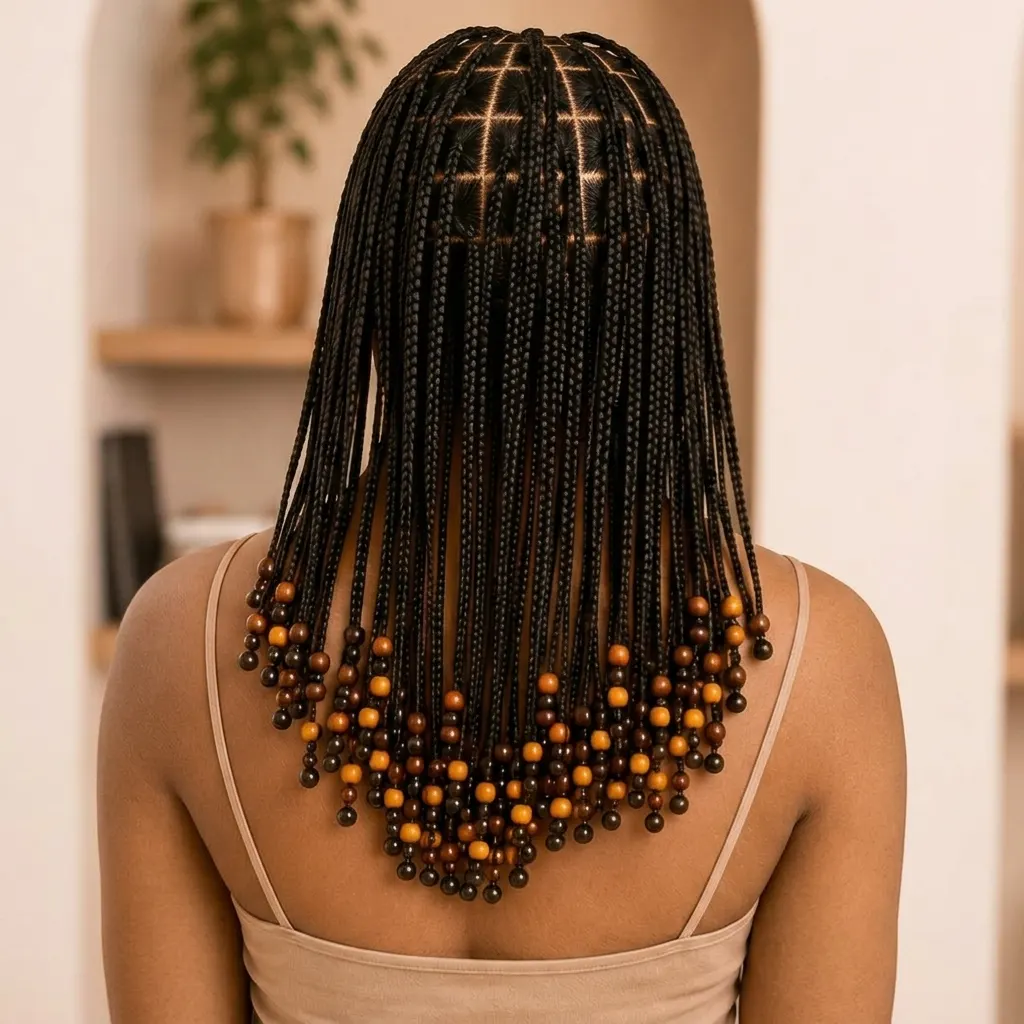 Tresses avec extensions et perles
